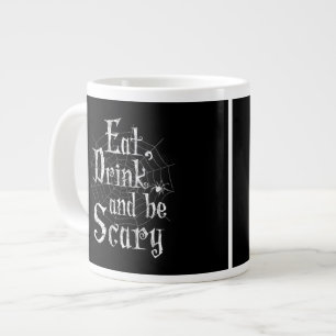 Taza De Café Grande Comer, beber y ser asustado Halloween Funny Spider
