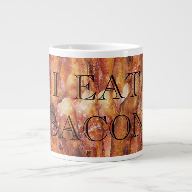 Taza De Café Grande Comí Bacon Text con fondo (Frente)