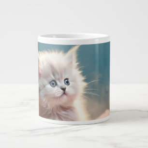 Taza de café grande con gatito dulce