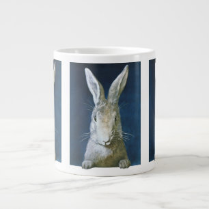 Taza De Café Grande Conejo de Pascua vintage, adorable conejo blanco e
