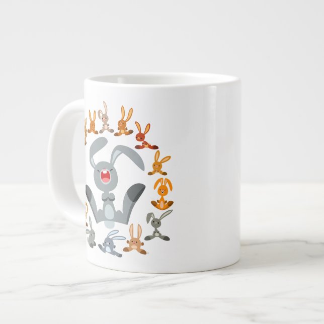 Taza De Café Grande Conejos de Personalizado lindo Mandala Jumbo Mug (Izquierda)