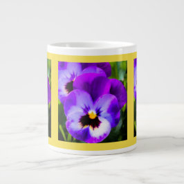Taza De Café Grande Copa Amarilla de Púrpura Pansy