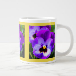 Taza De Café Grande Copa Amarilla de Púrpura Pansy