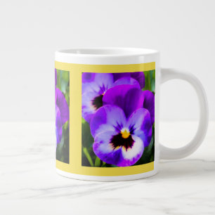 Taza De Café Grande Copa Amarilla de Púrpura Pansy