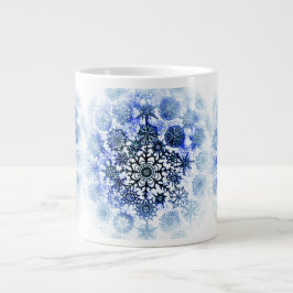 Taza De Café Grande Copa Blue Misty Snowflakes