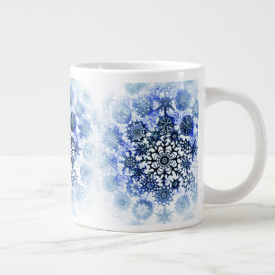 Taza De Café Grande Copa Blue Misty Snowflakes