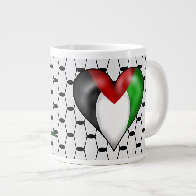 Taza De Café Grande Corazón a Palestina (Derecha)