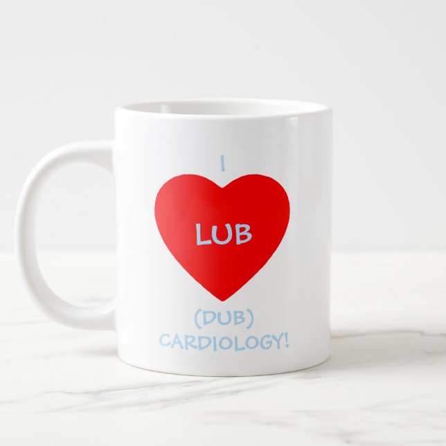 Taza De Café Grande Corazón de Dub Lub Suena Gracioso Cardiólogo (Izquierda)