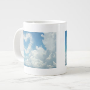 Taza De Café Grande Corazón en las nubes, diseño romántico del ciel