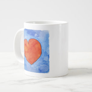 Taza De Café Grande Corazón rojo en el azul 2011