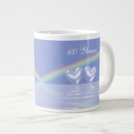 Taza De Café Grande Corazones de Diamantes de 60 Aniversario