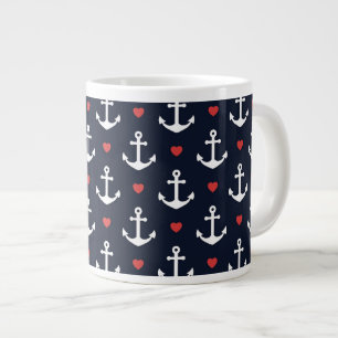 Taza De Café Grande Corazones y modelo de las anclas