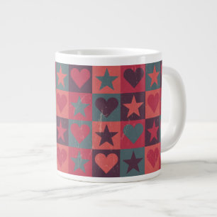 Taza De Café Grande Corazones y rosa del modelo de estrellas