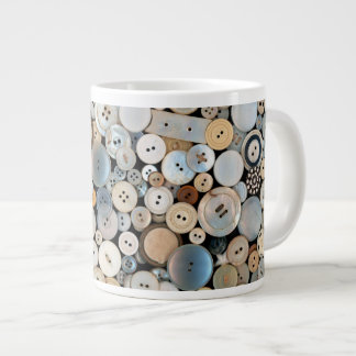 Taza De Café Grande Costura - Botones - Muchos botones blancos
