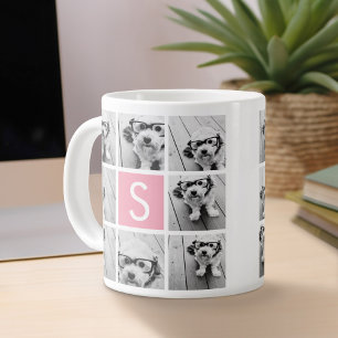 Taza De Café Grande Crea tu propio collage de Instagram con monograma 