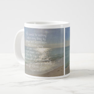 Taza De Café Grande Cristiano de la playa del verso de la biblia de la