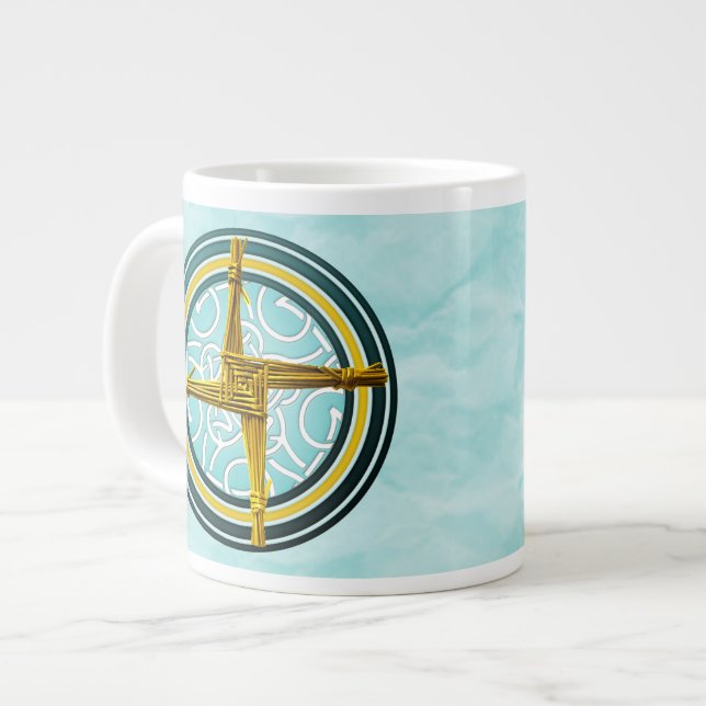 Taza De Café Grande Cruz de Brigada Amarilla en Azul (Izquierda)