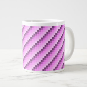 Taza De Café Grande Cuadrados rosa y púrpura