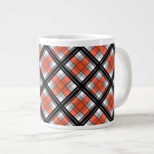 Taza De Café Grande Cuadros negros y naranjas