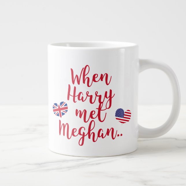 Taza De Café Grande Cuando Harry conoció a Meghan | Boda Real Divertid (Derecha)