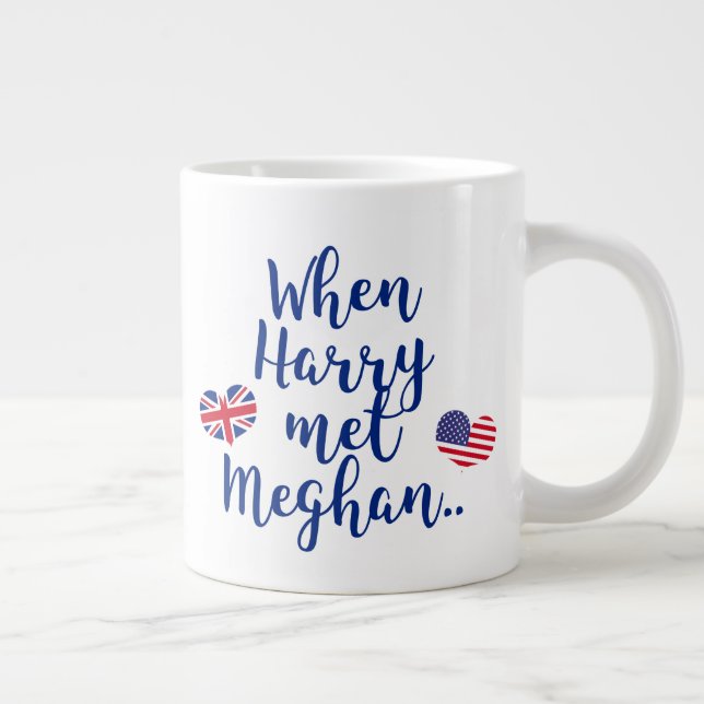 Taza De Café Grande Cuando Harry conoció a Meghan | Boda Real Divertid (Derecha)