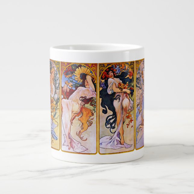 Taza De Café Grande Cuatro temporadas de Alfons Mucha (Frente)
