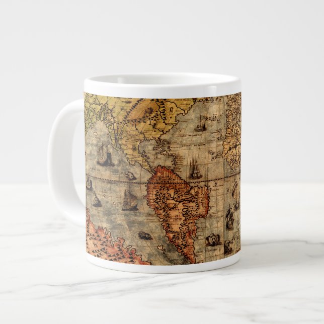Taza De Café Grande Cuenco para sopa del Jumbo Mapa del Mundo Viejo de (Izquierda)