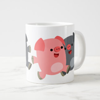 Taza De Café Grande Cuidados cerdos negros y Personalizados blancos Ju