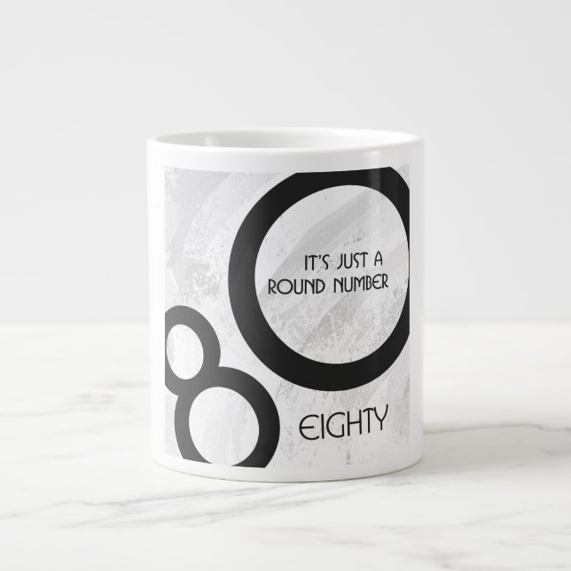 Taza De Café Grande Cumpleaños blanco de 80 décadas (Frente)