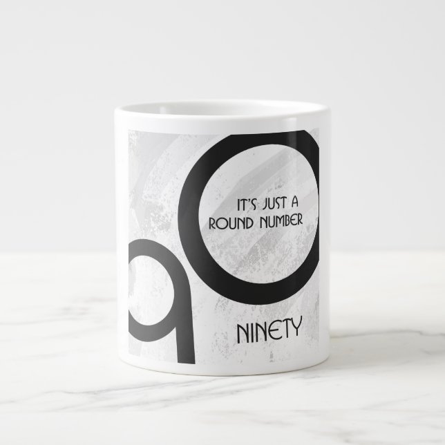 Taza De Café Grande Cumpleaños de la Década Blanca 90 (Frente)