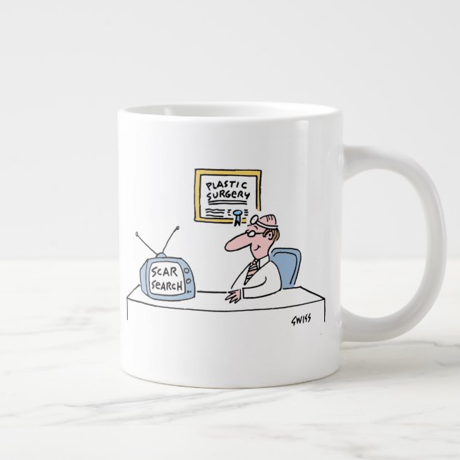 Taza De Café Grande Curioso cirujano estético Personalizado Jumbo Mug (Derecha)