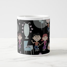 Taza De Café Grande Cute Flashback Niños Happy Fifty Pattern