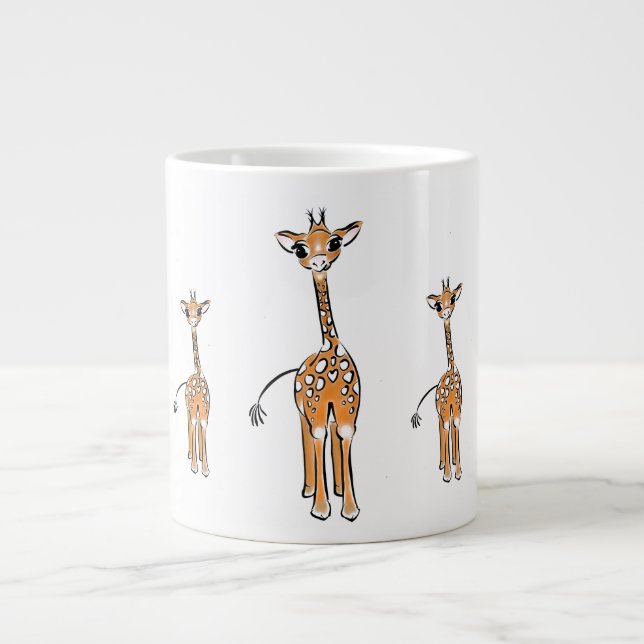 Taza De Café Grande Cute giraffe drawing, safari animals  (Frente)