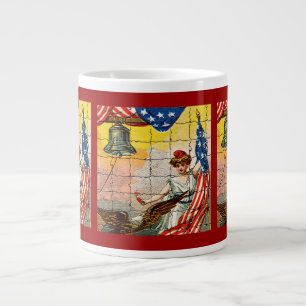 Taza De Café Grande Dama de la Vintage, águila, bandera y libertad Cam