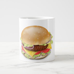 Taza De Café Grande Deliciosa hamburguesa o hamburguesa de queso.
