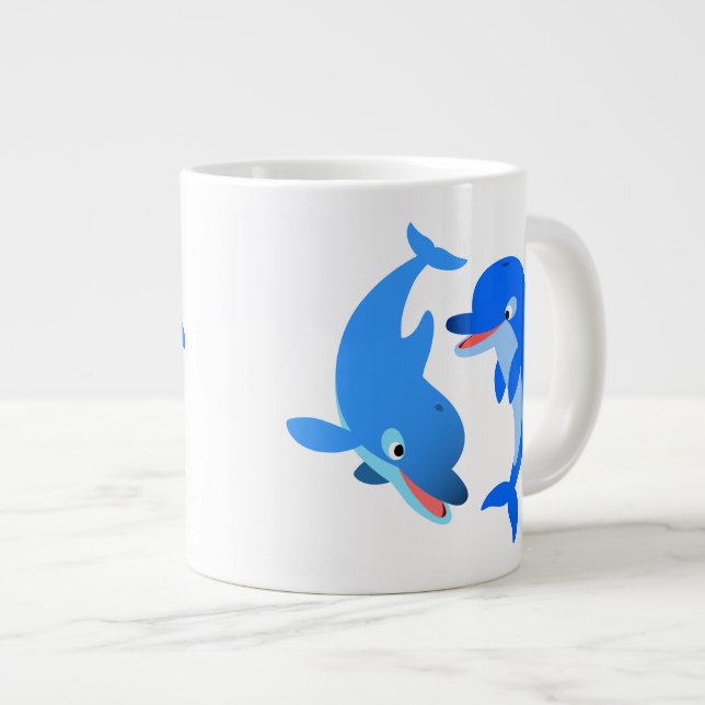 Taza De Café Grande Deliciosa Personalizado delfines Jumbo Mug (Derecha)