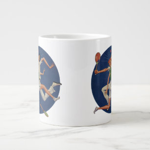 Taza De Café Grande Deportes Antiguos, Tenistas Chocan con Raquetas