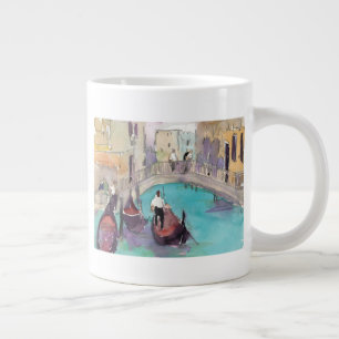 Taza De Café Grande Destinos  Acuarela Venecia Gondola