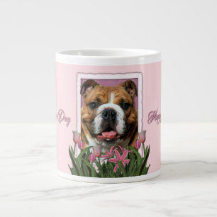 Taza De Café Grande Día de la Madre - tulipanes rosados - bulldog