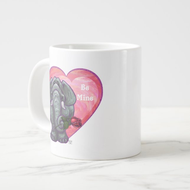 Taza De Café Grande Día de San Valentín de los elefantes (Izquierda)