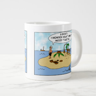 Taza De Café Grande Dibujo animado divertido Woodturner en la isla