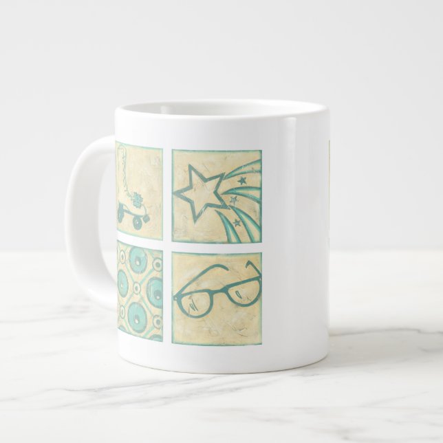 Taza De Café Grande Dibujo de bloques de madera de rosca por Chariklia (Izquierda)