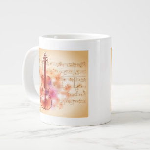 Taza De Café Grande Dibujo en el fondo de la acuarela del violín
