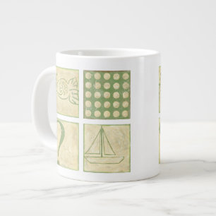 Taza De Café Grande Dibujos de bloques de madera de esquisto de Charik