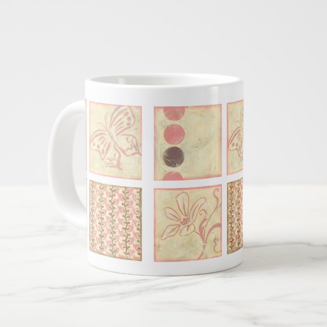Taza De Café Grande Dibujos de bloques de madera rosa de Chariklia Zar (Izquierda)