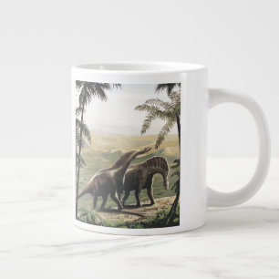 Taza De Café Grande Dinosaurios vintage, Amargasaurus con Palmeras