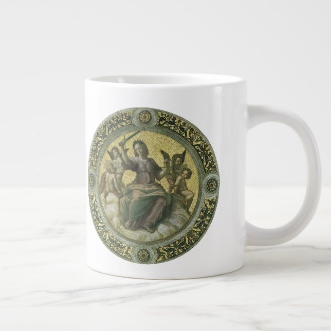 Taza De Café Grande Diosa romana Justicia con ángeles de Raphael (Derecha)