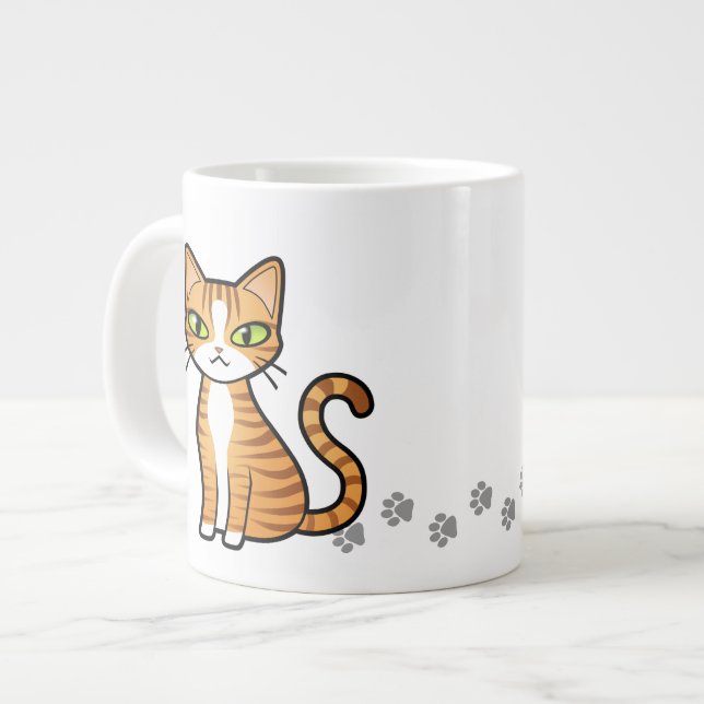 Taza De Café Grande Diseñe su propio gato del dibujo animado (Izquierda)