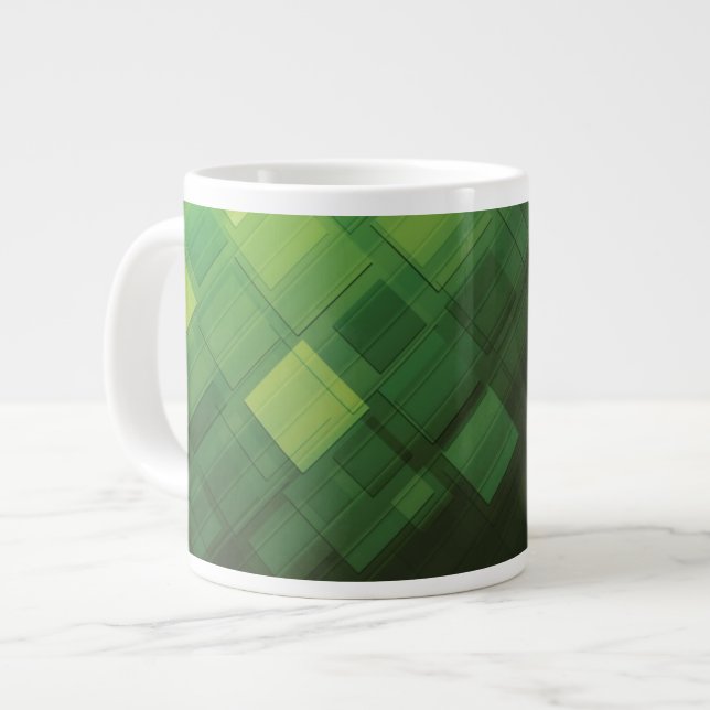 Taza De Café Grande Diseño abstracto verde de la tecnología (Izquierda)