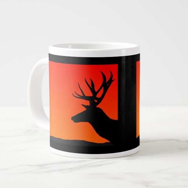 Taza De Café Grande Diseño de silueta Elk Head (Izquierda)